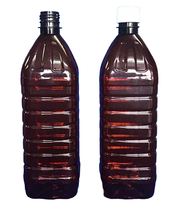 Botella PET 1 Litro Boca 280 Cuadrada Ámbar para Aceite de Oliva sin Tapa