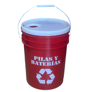 Balde 20L Reciclaje Pilas y Baterías con Tapa Blanca | Seguridad y Orden